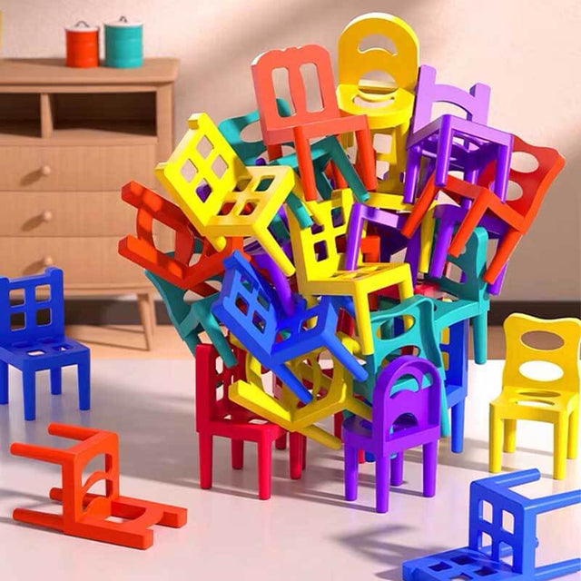 Acrobatic Stacking Chairs, Balance Game Toys Stacking Games Chairs Puzzles Building Blocks Party Game | Shinymarch