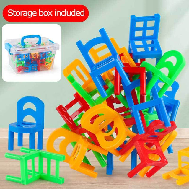 Acrobatic Stacking Chairs, Balance Game Toys Stacking Games Chairs Puzzles Building Blocks Party Game | Shinymarch