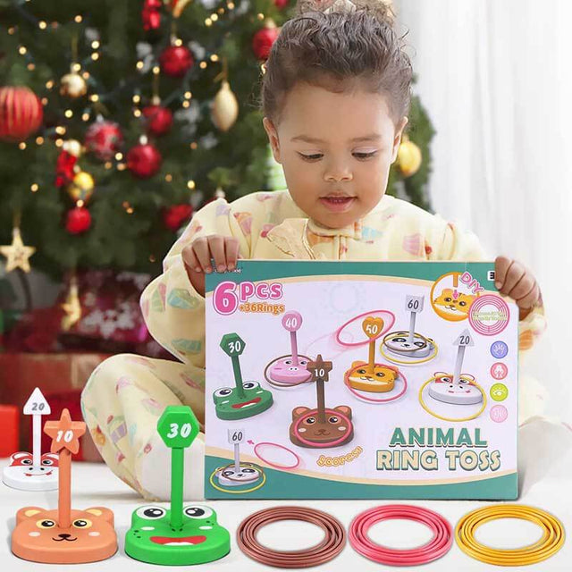 Animal Ring Toss Game for Kids, 6 Targets Stands & 36 Rings Combo Set, Indoor Outdoor Halloween Party Yard Family Adults Activity, Holiday Birthday Gift for Boys Girls Child Ages 3+ | Shinymarch