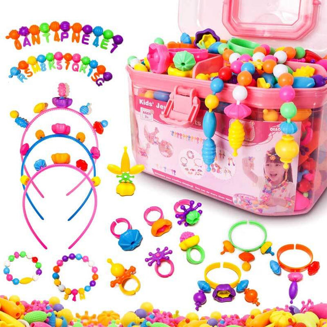 1000pcs DIY Jewelry Making Kit for Girls, Kids Bracelets Necklace Snap Beads Toys, Arts and Crafts Toys for Kids 3 4 5 6 7 8 Year Old Girl Gifts Toy Set | Shinymarch