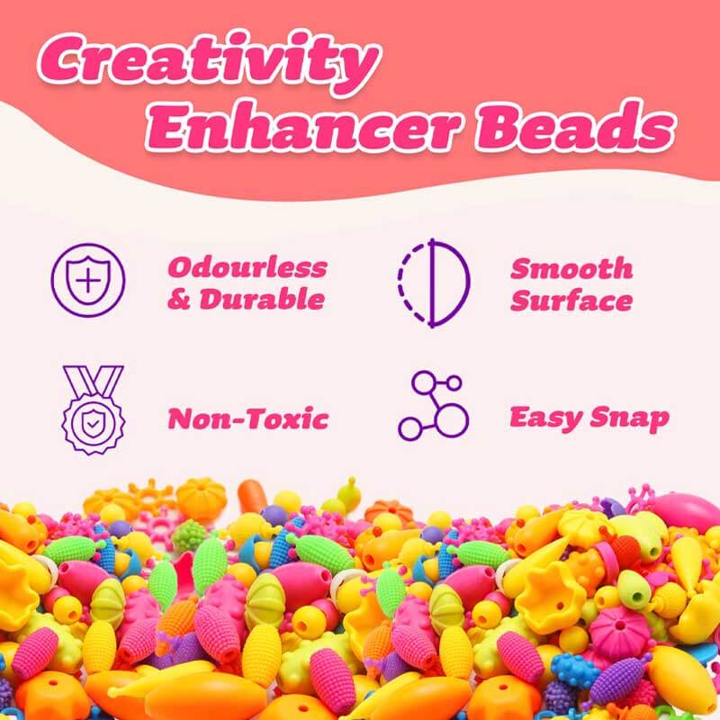 1000pcs DIY Jewelry Making Kit for Girls Kids Bracelets Necklace Snap Beads Toys Arts and Crafts Toys for Kids 3 4 5 6 7 8 Year Old Girl Gifts Toy Set Shinymarch shinymarch