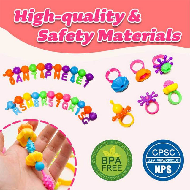 1000pcs DIY Jewelry Making Kit for Girls, Kids Bracelets Necklace Snap Beads Toys, Arts and Crafts Toys for Kids 3 4 5 6 7 8 Year Old Girl Gifts Toy Set | Shinymarch