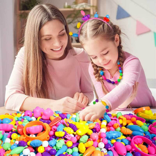 1000pcs DIY Jewelry Making Kit for Girls, Kids Bracelets Necklace Snap Beads Toys, Arts and Crafts Toys for Kids 3 4 5 6 7 8 Year Old Girl Gifts Toy Set | Shinymarch