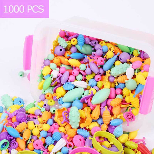 1000pcs DIY Jewelry Making Kit for Girls, Kids Bracelets Necklace Snap Beads Toys, Arts and Crafts Toys for Kids 3 4 5 6 7 8 Year Old Girl Gifts Toy Set | Shinymarch