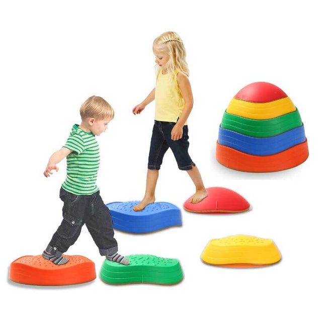 5Pcs Non-Slip Plastic Balance Stepping Stones for kids,up to 220 Ibs for Pomoting Children's Coordination Skills Obstacle Courses Sensory Toys for Toddlers, Indoor or Outdoor Play | Shinymarch