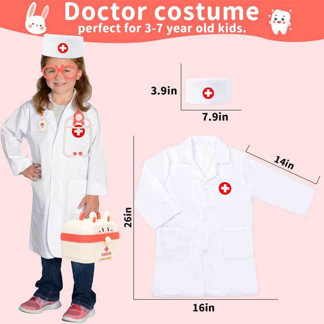 Doctor Kit for Toddlers 3-5 Dentist Kit for Kids Doctor Playset for Kids Dress Up & Pretend Play with Doctor Costume Stethoscope Medical Veterinarian Kit Role Play Birthday Gifts 2 3 4 5 6 Girls, Boys | Shinymarch