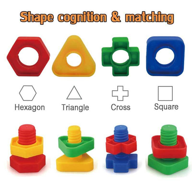 Jumbo Nuts and Bolts Toys 52Psc for Toddlers Preschoolers Kids, STEM Educational Montessori Building Construction Screw Matching Activities for 3,4,5 Year Old Boy and Girl | Shinymarch