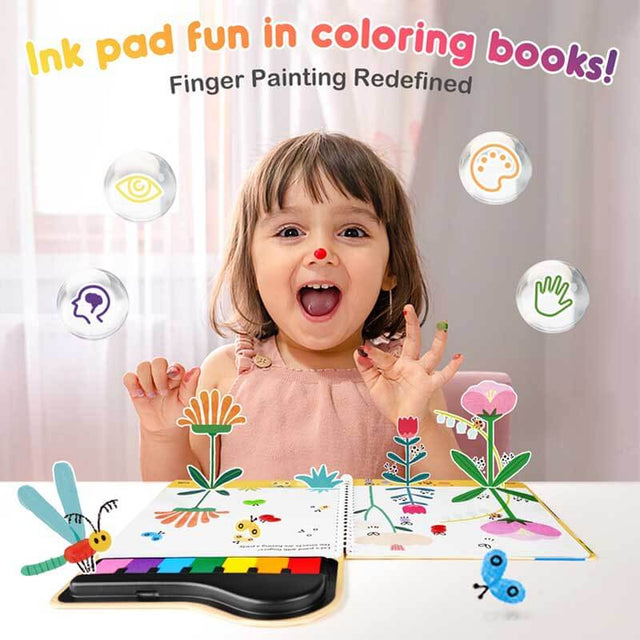 Finger Paint for Toddlers 3+,7 Color Mess Free Coloring Books for Kids 4-8 Gifts,Non Toxic Fing Painting Kit with Ink Pad Design for Preschool Learning Education Activities | Shinymarch