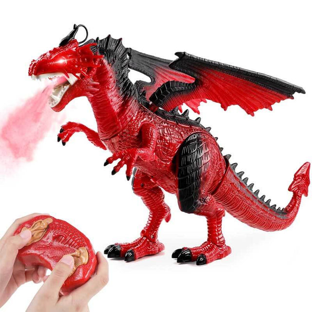 Remote Control Fire-breathing Dragon Toy for Kids 3-8, 20'' Walking RC Dragon with Swinging Wings, Shaking Head, Roaring, Spraying, Light Up Eyes Toys for Boys and Girls 3-12 Years Old | Shinymarch