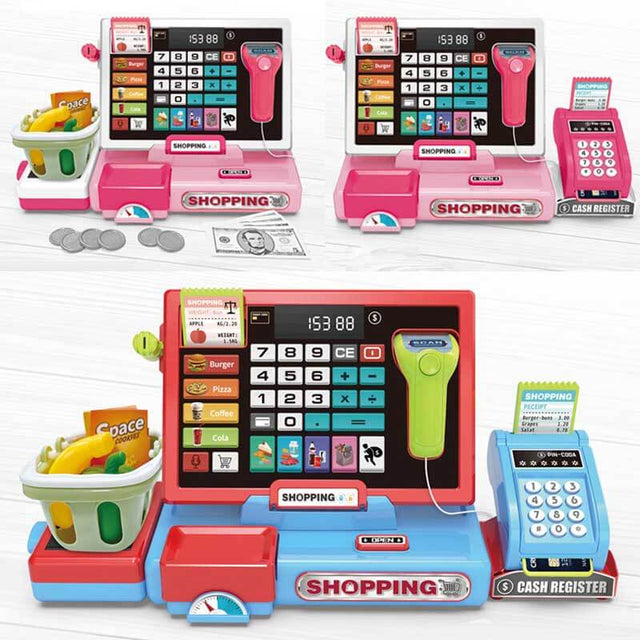 70Pcs Toy Cash Register for Kids Ages 4-8 with Scanner & Shopping Cart, Pretend Play Cash Register Playset for Girls Boys Toddler Grocery Store Set Christmas Girls for 3+ 4 5 6 7 8 Year Old | Shinymarch