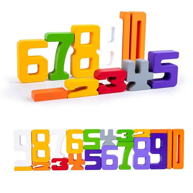 Wooden Digital Building Blocks 3+ Years Old Kids 1-10 Number Game Balance Competition Toy, Gift for Boys Girls | Shinymarch