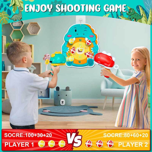 Dinosaur Toy Launcher, Dinosaur Toy 18 Balls Indoor Outdoor Games Dart Board Toys, Dinosaur Toy Shoote for Boys Birthday | Shinymarch