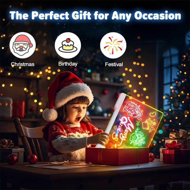 16-Inch Rechargeable Doodle Glow LED Note Board, 9-Color Light Modes, Neon Art Dry Erase Light Up Drawing Pad with Built-in Stand, Sketching Gift Toy for Kids/Girls/Teens, 5 Markers & Tracing Book | Shinymarch