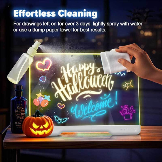 16-Inch Rechargeable Doodle Glow LED Note Board, 9-Color Light Modes, Neon Art Dry Erase Light Up Drawing Pad with Built-in Stand, Sketching Gift Toy for Kids/Girls/Teens, 5 Markers & Tracing Book | Shinymarch