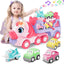 Toys for 1 2 3 Year Old Girl, 5-in-1 Unicorn Toys Carrier Truck Toy Cars with Light & Sound,Girl Toddler Toys Age 2-4,1 2 3 Year Old Girl Birthday Gifts Kids Toys for Girls | Shinymarch