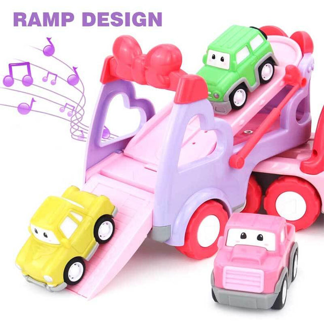 Toys for 1 2 3 Year Old Girl, 5-in-1 Unicorn Toys Carrier Truck Toy Cars with Light & Sound,Girl Toddler Toys Age 2-4,1 2 3 Year Old Girl Birthday Gifts Kids Toys for Girls | Shinymarch