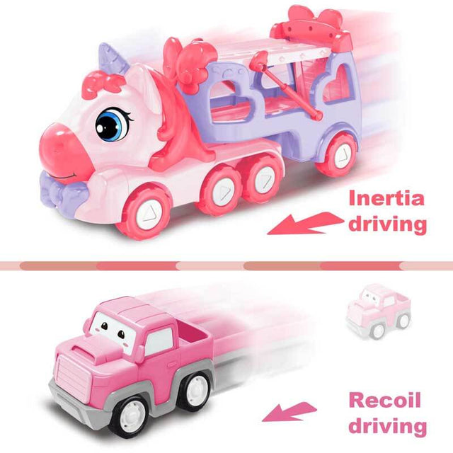 Toys for 1 2 3 Year Old Girl, 5-in-1 Unicorn Toys Carrier Truck Toy Cars with Light & Sound,Girl Toddler Toys Age 2-4,1 2 3 Year Old Girl Birthday Gifts Kids Toys for Girls | Shinymarch