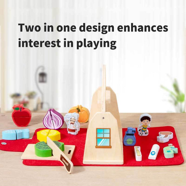 Wooden Portable Kitchen Toys, Interactive Children's Kitchen and Bathroom Playset: Fun, Educational, and Portable | Shinymarch