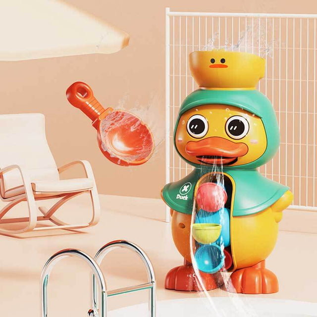 Bath Bathtub Toys for Toddlers 1 2 3 Years Old | Duck Bathtub Toys with Rotatable Waterwheel/Eyes | Bathroom Strong Suckers Water Scoop Fun Bath Toys for Toddlers Boys Girls 1-4 Years | Shinymarch