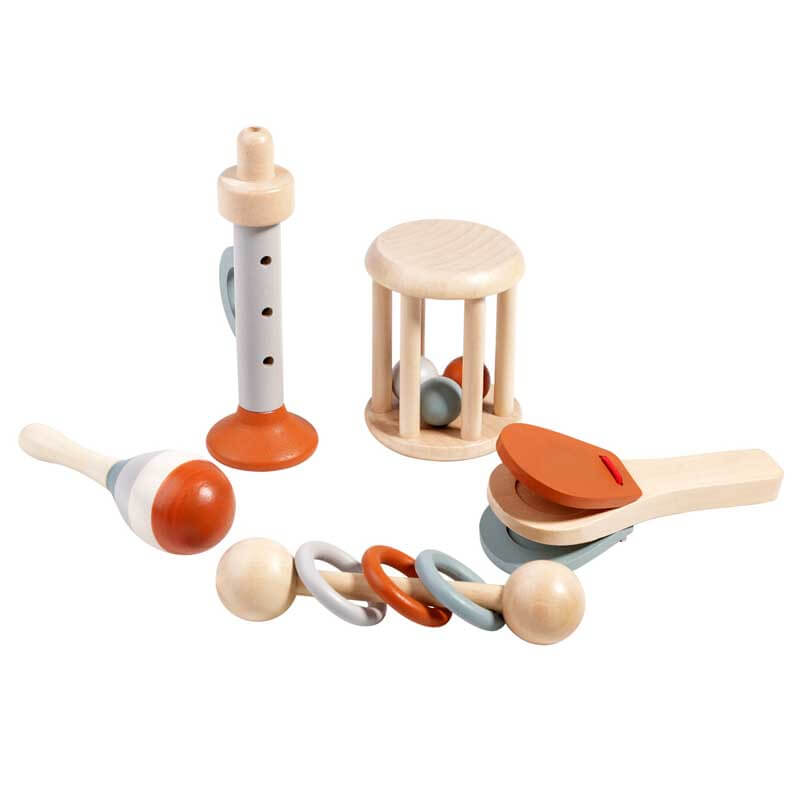 Premium Wooden Baby Musical Instrument Set 5 Piece Montessori Toys for Early Childhood Development 0 1 Years Safe Non Toxic Educational Music Toys Shinymarch shinymarch