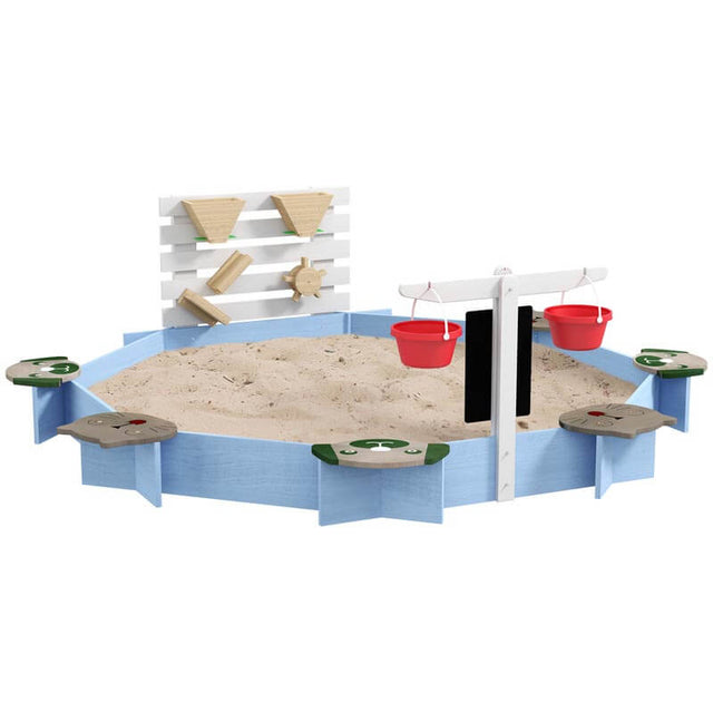 Wooden Sandbox for 3-7 Years, 85" x 85" x 25", Blue | Shinymarch