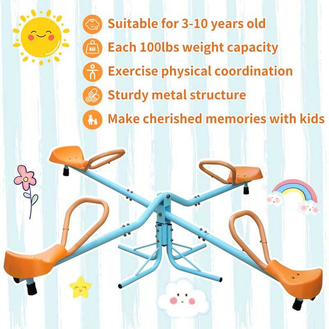 Outdoor Kids Spinning Seesaw Sit and Spin Teeter Totter Outdoor Playground Equipment Swivel Teeter Totter for Backyard | Shinymarch