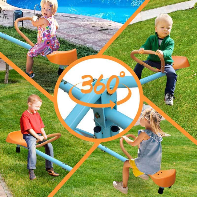 Outdoor Kids Spinning Seesaw Sit and Spin Teeter Totter Outdoor Playground Equipment Swivel Teeter Totter for Backyard | Shinymarch