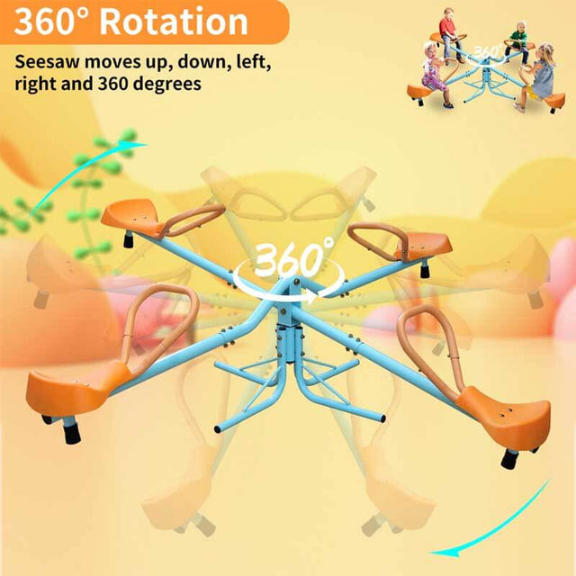 Outdoor Kids Spinning Seesaw Sit and Spin Teeter Totter Outdoor Playground Equipment Swivel Teeter Totter for Backyard | Shinymarch