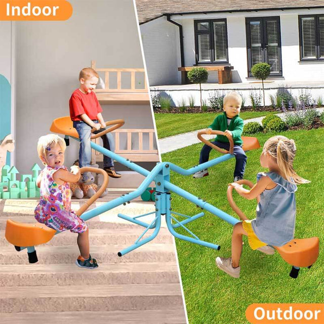 Outdoor Kids Spinning Seesaw Sit and Spin Teeter Totter Outdoor Playground Equipment Swivel Teeter Totter for Backyard | Shinymarch