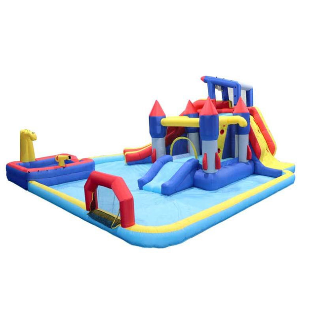 10 in1 Inflatable slide water park bouncing house garden with splash pool & water gun & basketball & climbing wall & dual pools & soccer | Shinymarch