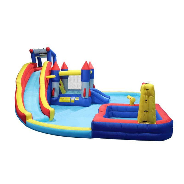 10 in1 Inflatable slide water park bouncing house garden with splash pool & water gun & basketball & climbing wall & dual pools & soccer | Shinymarch