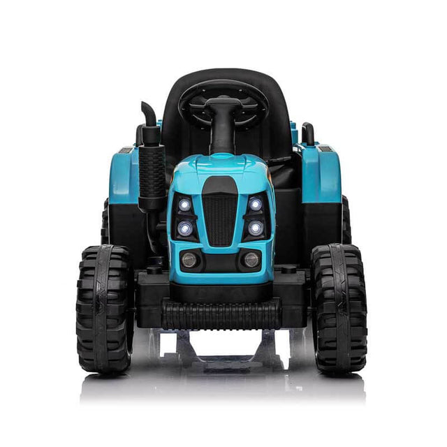 Blue Ride on Tractor with Trailer,12V Battery Powered Electric Tractor Toy w/Remote Control,electric car for kids,Three speed adjustable,Power display, USB,MP3 ,Bluetooth,LED light,Two-point safety belt | Shinymarch