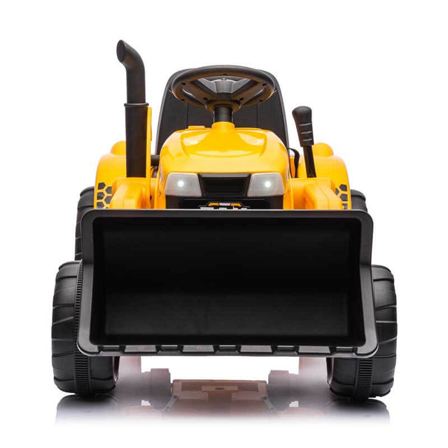 12V Kids Ride on Tractor Electric Excavator Battery Powered Motorized Car for Kids Ages 3-6, with Front Loader, Digging Handle, Remote Control, & Bright Headlight, Yellow | Shinymarch