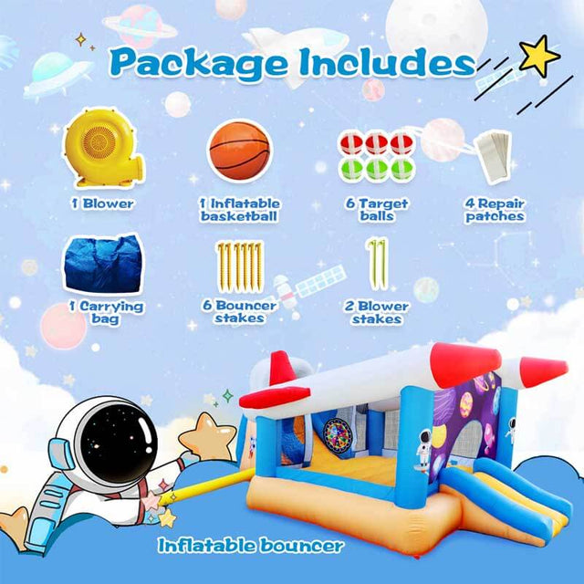 6 in 1 outdoor indoor inflatable bouncer for kids target ball basketball slide with blower | Shinymarch