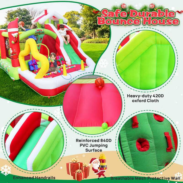 Christmas Jump 'n Slide Inflatable Bouncer for Kids Complete Setup with Blower | Shinymarch