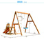 Wooden Swing Set with Slide, Outdoor Playset Backyard Activity Playground Climb Swing Outdoor Play Structure for Toddlers, Ready to Assemble Wooden Swing-N-Slide Set Kids Climbers | Shinymarch