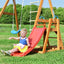 Wooden Swing Set with Slide, Outdoor Playset Backyard Activity Playground Climb Swing Outdoor Play Structure for Toddlers, Ready to Assemble Wooden Swing-N-Slide Set Kids Climbers | Shinymarch