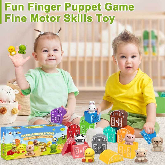 Learning Toys for 1,2,3 Year Old Toddlers, 20Pcs Farm Animals Toys Montessori Counting, Matching & Sorting Fine Motor Games, Christmas Birthday Easter Gift for Baby Boys Girls Age 12-18 Months | Shinymarch