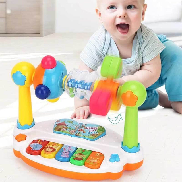 Piano Toys Kids Rotating Music Piano Keyboard with Light Sound, Musical Toys for Toddlers,Early Educational Music Toy Gifts | Shinymarch