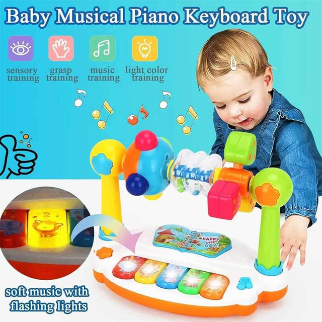 Piano Toys Kids Rotating Music Piano Keyboard with Light Sound, Musical Toys for Toddlers,Early Educational Music Toy Gifts | Shinymarch