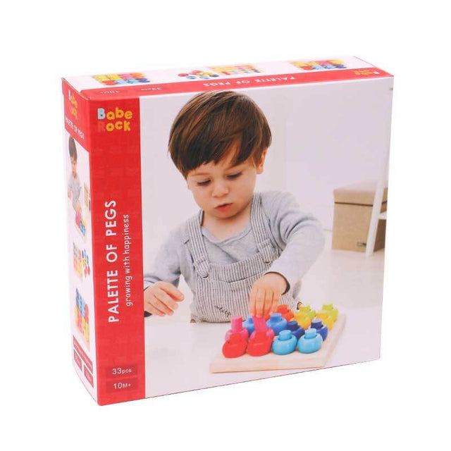 Wooden Color Sorting Stacking Rings Board Educational Learning Counting Toys Puzzle Games for 1 Year Old Preschool Kids Children Gift | Shinymarch