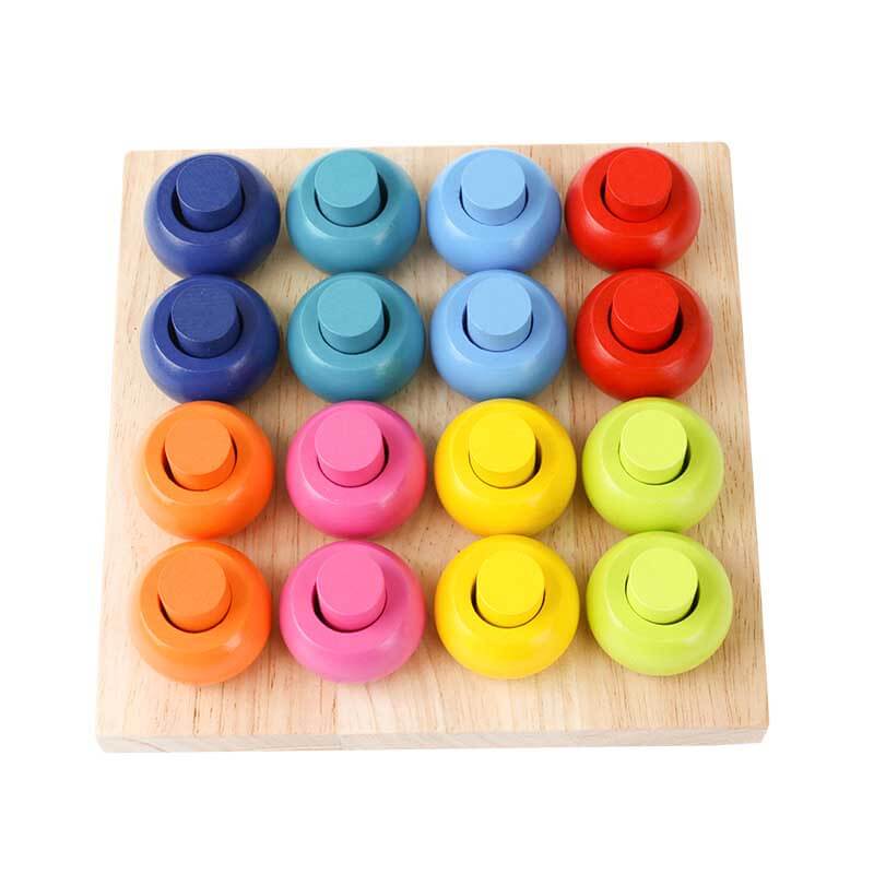 Wooden Color Sorting Stacking Rings Board Educational Learning Counting ...