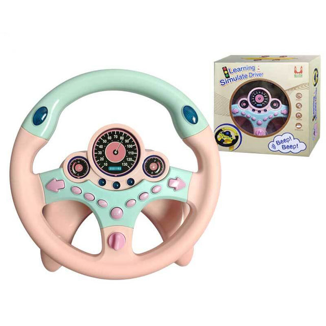 Kids Electric Early Education Simulation Steering Wheel Toy Multifunctional High Simulation Car Driving Toy with Music and Light Pretend Driving Toy for Boys and Girls | Shinymarch