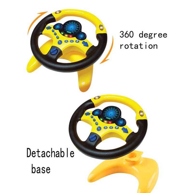 Kids Electric Early Education Simulation Steering Wheel Toy Multifunctional High Simulation Car Driving Toy with Music and Light Pretend Driving Toy for Boys and Girls | Shinymarch