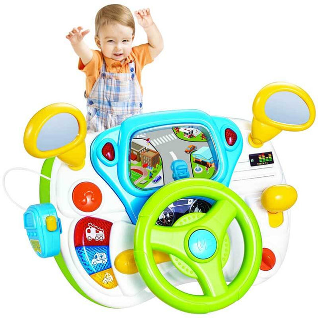 Toddler Steering Wheel Toy Baby Interactive Learning Toy for Toddler 1-3 Year Old, My First Driving Educational Baby Musical Toy with Light and Sound for Preschool Kids | Shinymarch