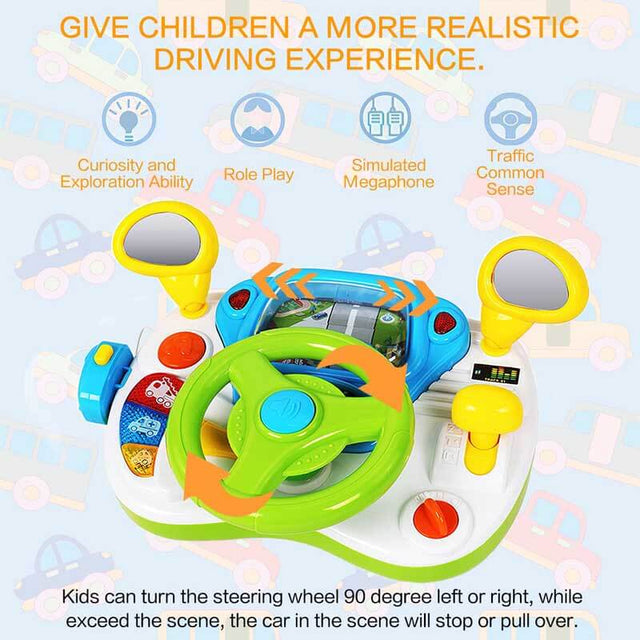 Toddler Steering Wheel Toy Baby Interactive Learning Toy for Toddler 1-3 Year Old, My First Driving Educational Baby Musical Toy with Light and Sound for Preschool Kids | Shinymarch