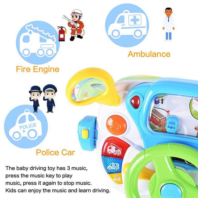 Toddler Steering Wheel Toy Baby Interactive Learning Toy for Toddler 1-3 Year Old, My First Driving Educational Baby Musical Toy with Light and Sound for Preschool Kids | Shinymarch