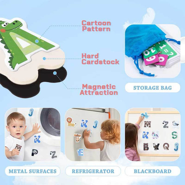 Magnetic Alphabet & Number with Animal-Shaped 2-in-1 ABC & Math Learning Toys for Kids Ages 3-6 | Spelling, Counting, Montessori Preschool Educational Toy with Storage Book | Shinymarch