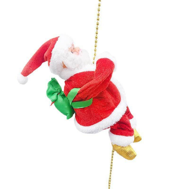 Climbing Santa Claus 9" Christmas Ornament Xmas Decoration Climbs Up and Down Battery Operated Toy with Light Music and Sound Animated Climbing on Beads Musical Moving Figure Xmas Christmas Ornament | Shinymarch