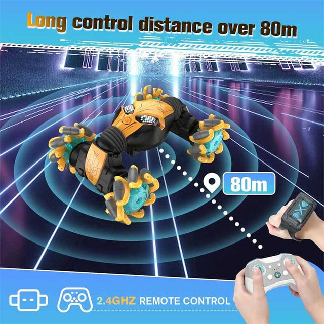 RC Stunt Car for Kids, Remote Control Stunt Gesture RC Car with Music, Double Sided 360 Degree Spins and Flips Gesture Sensor Toy Cars, for 8-15 Years Boy Girl, Birthday | Shinymarch
